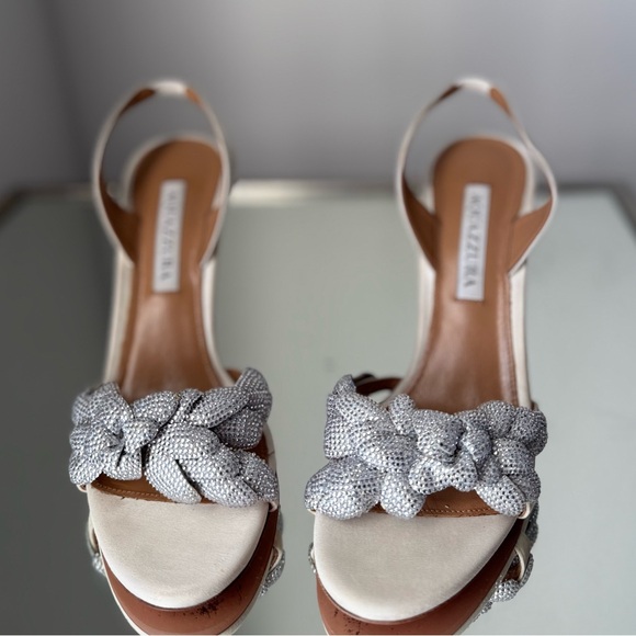 Aquazzura Galactic Flower 95 satin sandals $1,450 37.5 - Picture 13 of 14